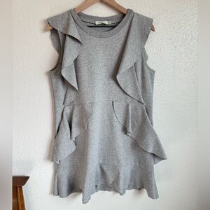 Goen J cotton gray ruffle dress with pockets